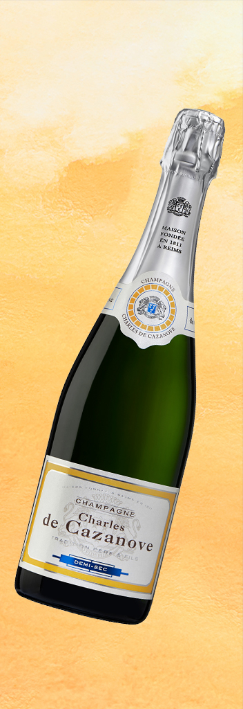 Demi-sec : Bouteille demi sec fond jaune / Half-dry bottle with yellow background